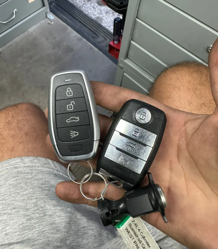 Car key replacement and programming service by Triton Locksmith at customer location