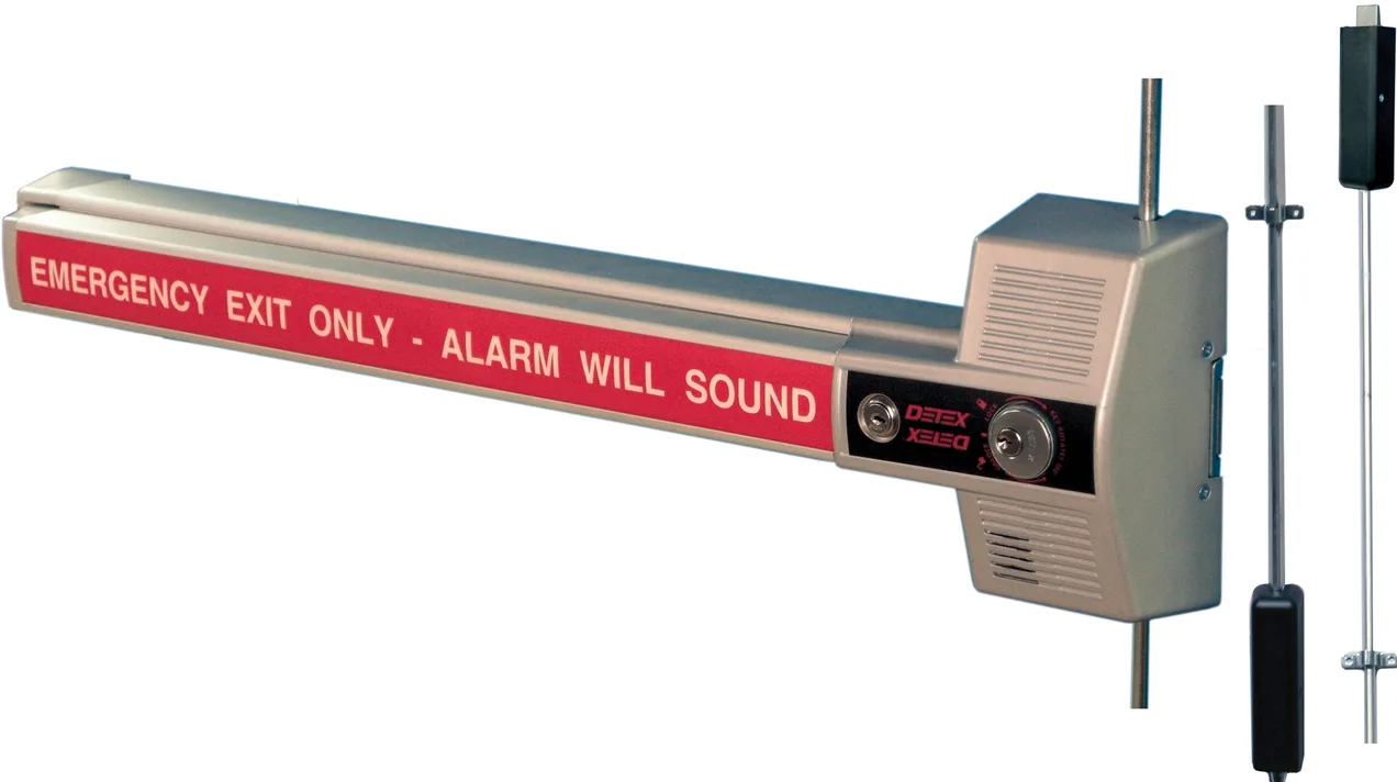 Delayed egress alarmed exit device installed on hospital door by Triton Locksmith