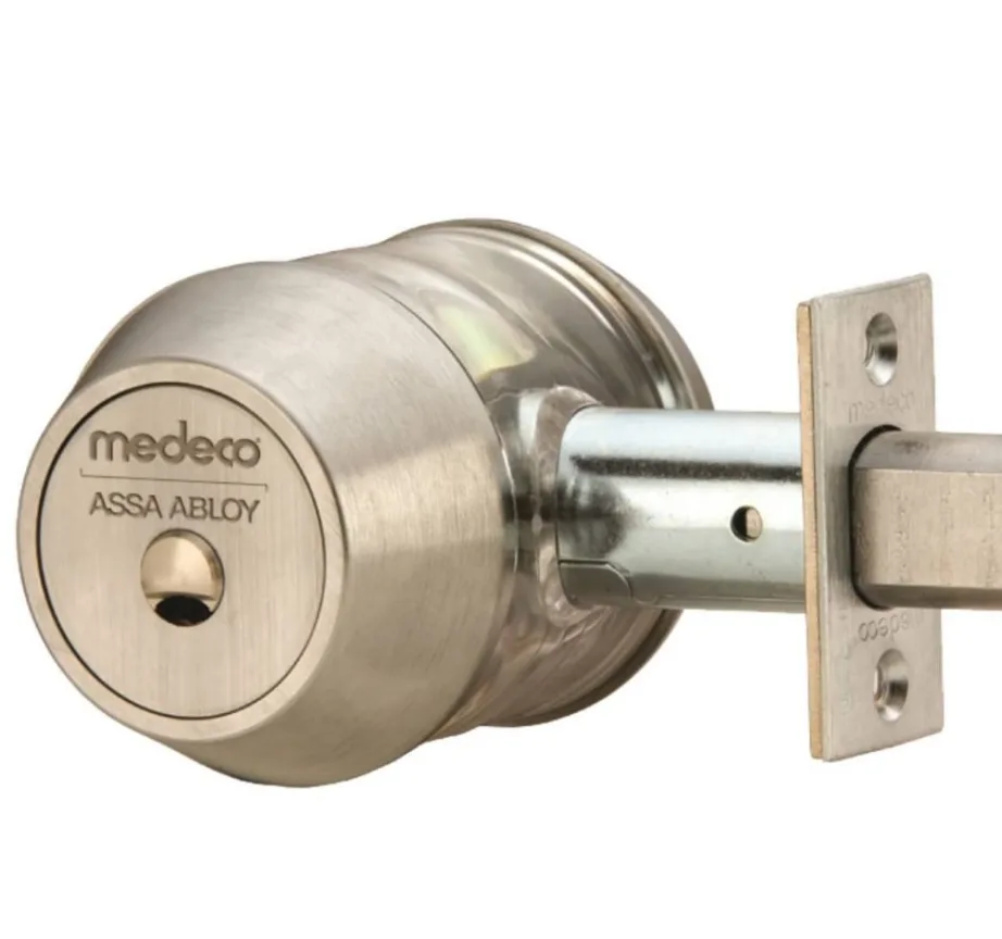 High security Medeco lock cylinder compared to standard residential lock