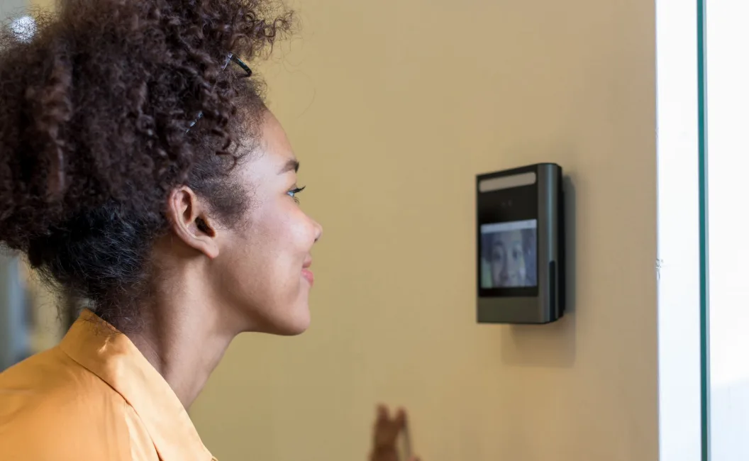 HID proximity card reader installed on commercial building entrance in Boca Raton FL