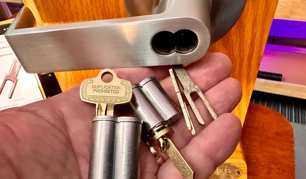 Medeco restricted keyway cylinder with authorization card by Triton Locksmith