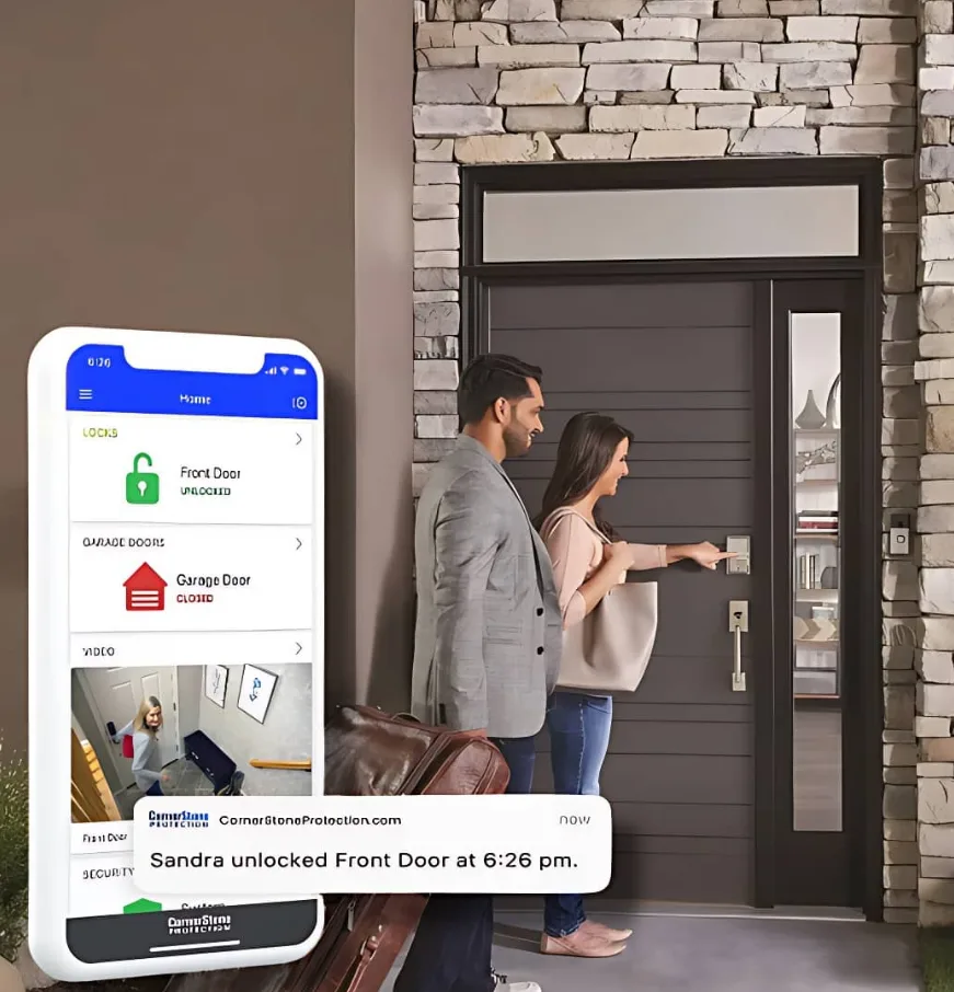 Triton Locksmith installing smart lock on residential front door in South Florida